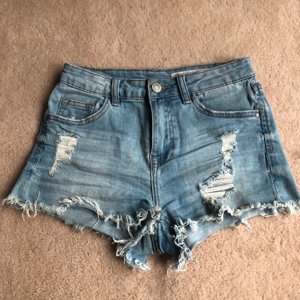 Papaya High-Rise Denim Shorts